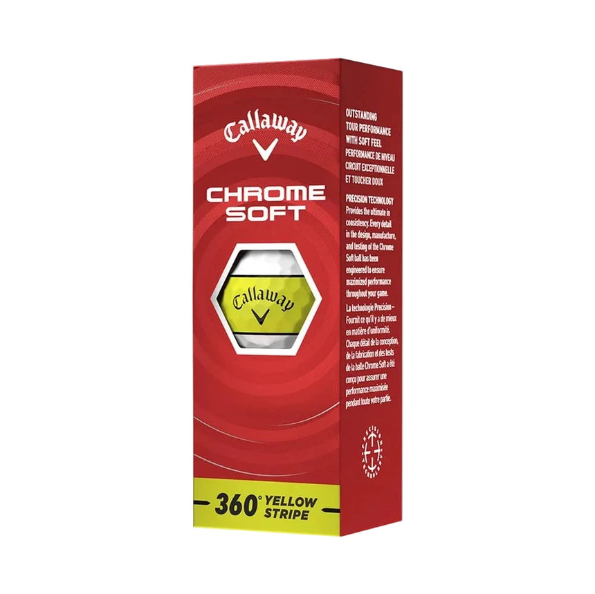 Callaway Chrome Soft 360 Stripe Golf Balls - Yellow