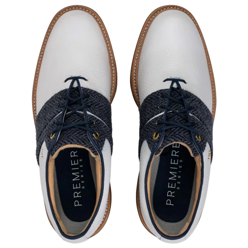 White/Harris Tweed Navy