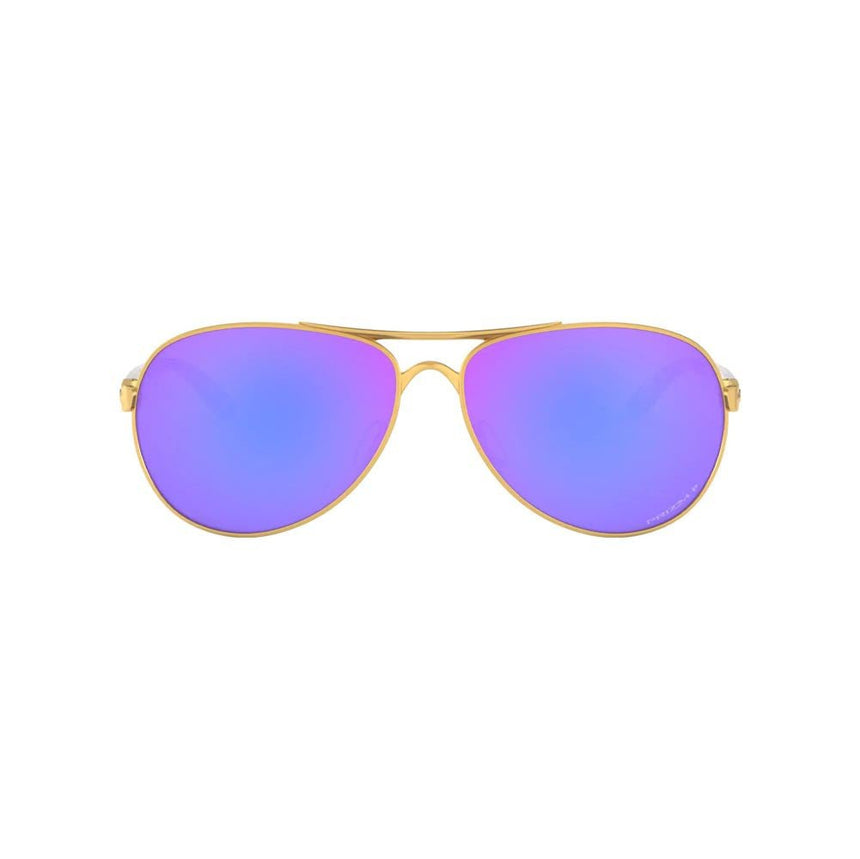 Oakley Women's Feedback Sunglasses - Satin Gold/Prizm Violet Polarized
