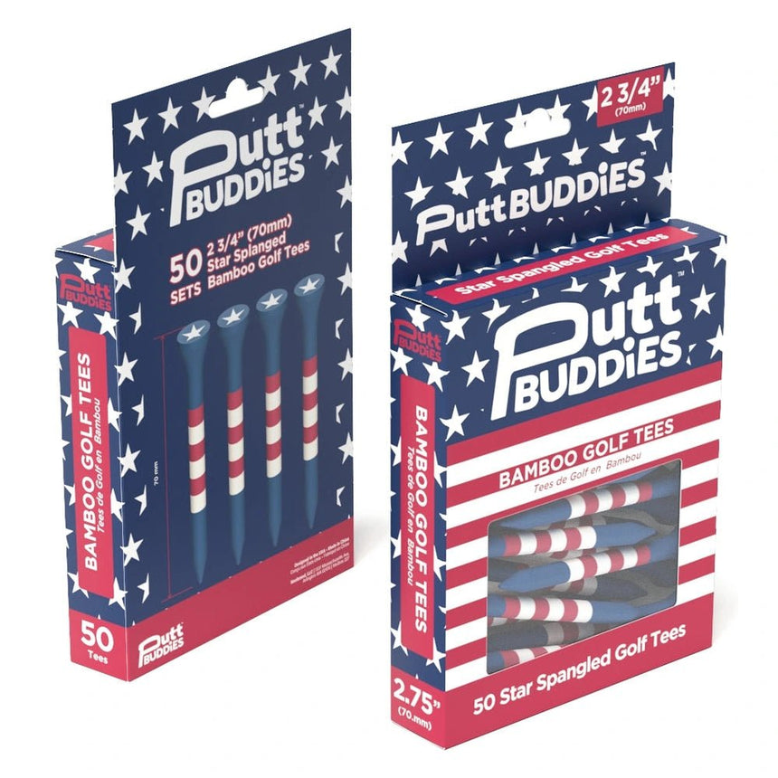 Putt Buddies Americana Bamboo Golf Tees 2.75 – Red, White & Blue Pack of 50