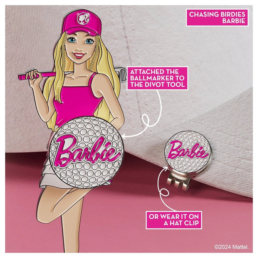 Putt Buddies Barbie Chasing Birdies Single-Prong Golf Divot Tool with Barbie Ball Marker