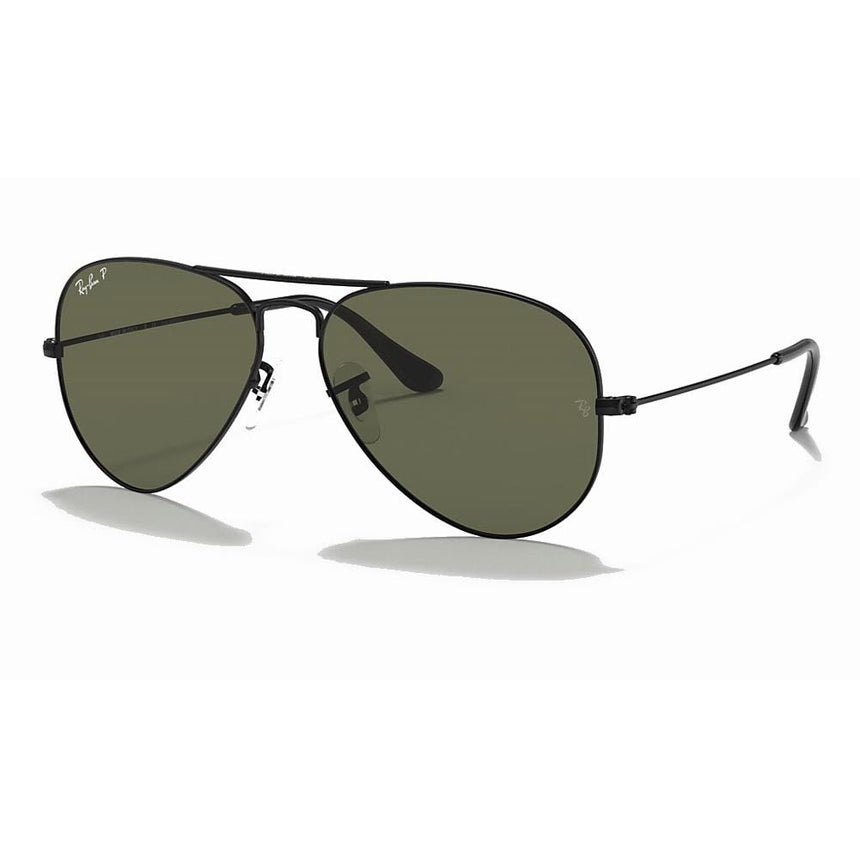 Ray-Ban Aviator Classic - Black/ Polarized Green Solid Color