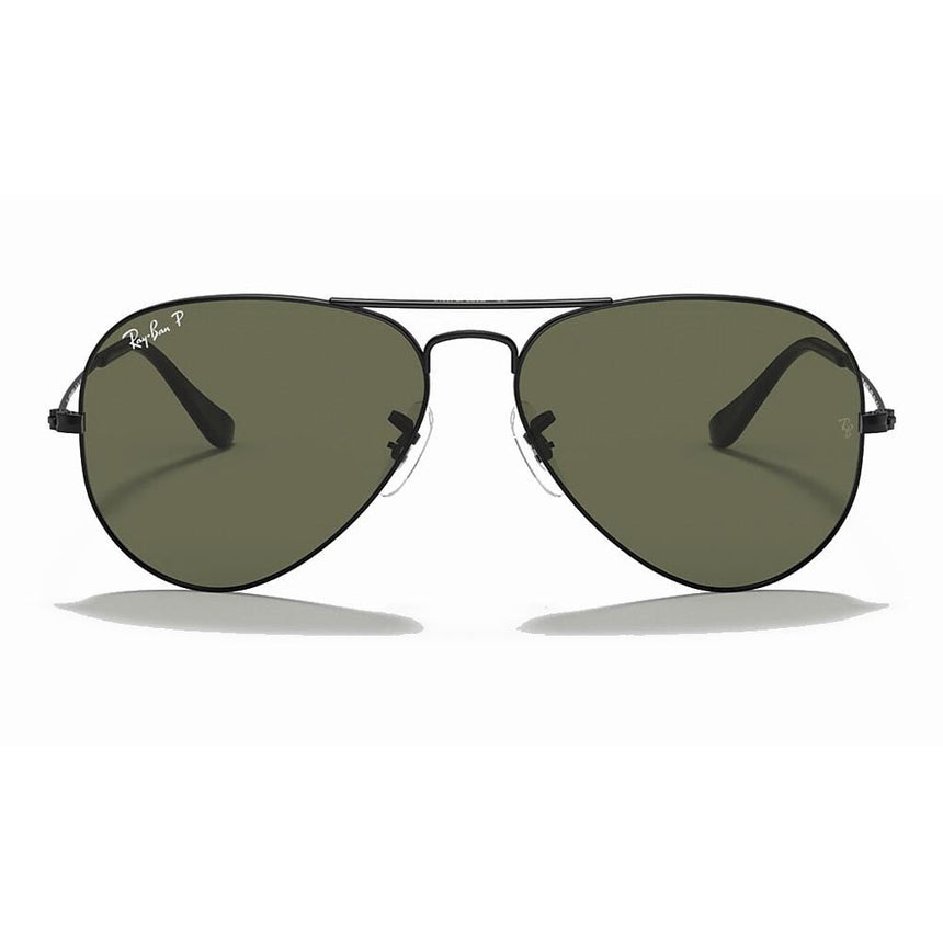 Ray-Ban Aviator Classic - Black/ Polarized Green Solid Color