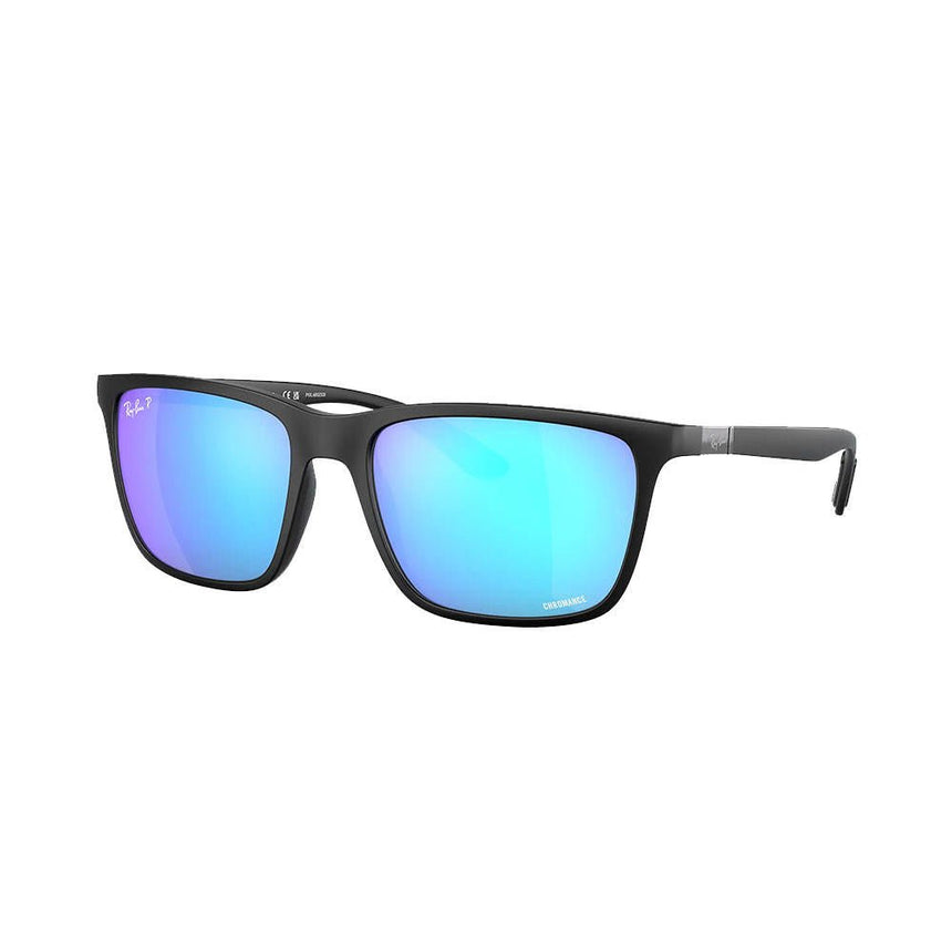 Ray-Ban RB4385 - Matte Black/Polarized Green Blue Mirror Chromance
