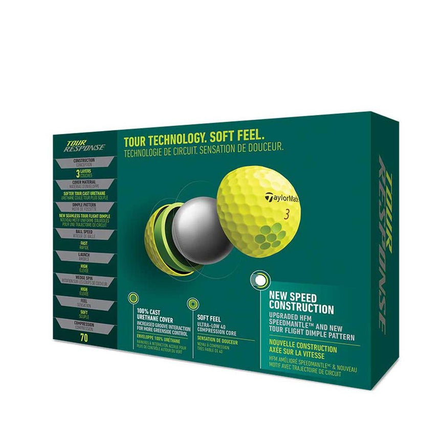 Taylormade Tour Response Golf Balls - Yellow - 2022