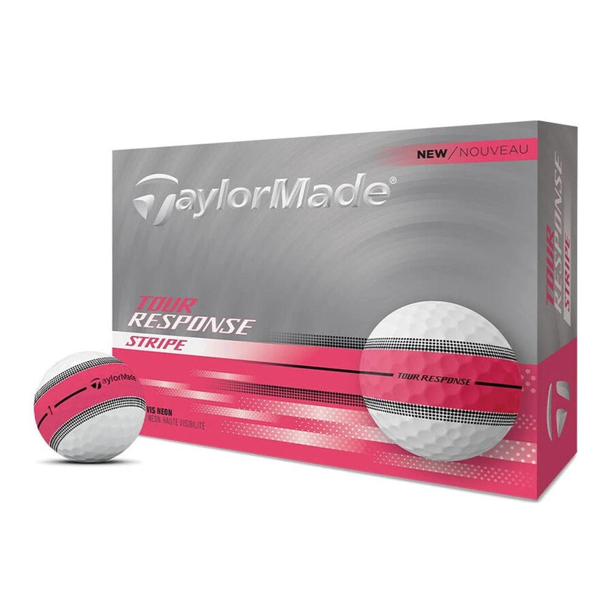 TaylorMade Tour Response Stripe Golf Balls - Neon Pink