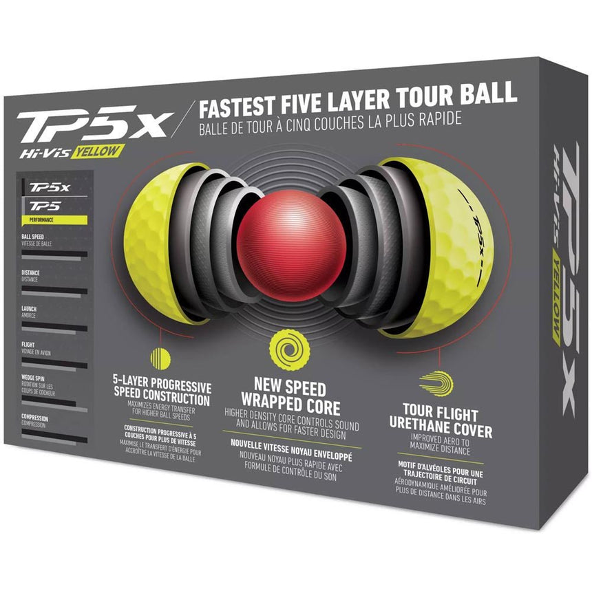 Taylormade TP5X Golf Balls - Yellow - 2024