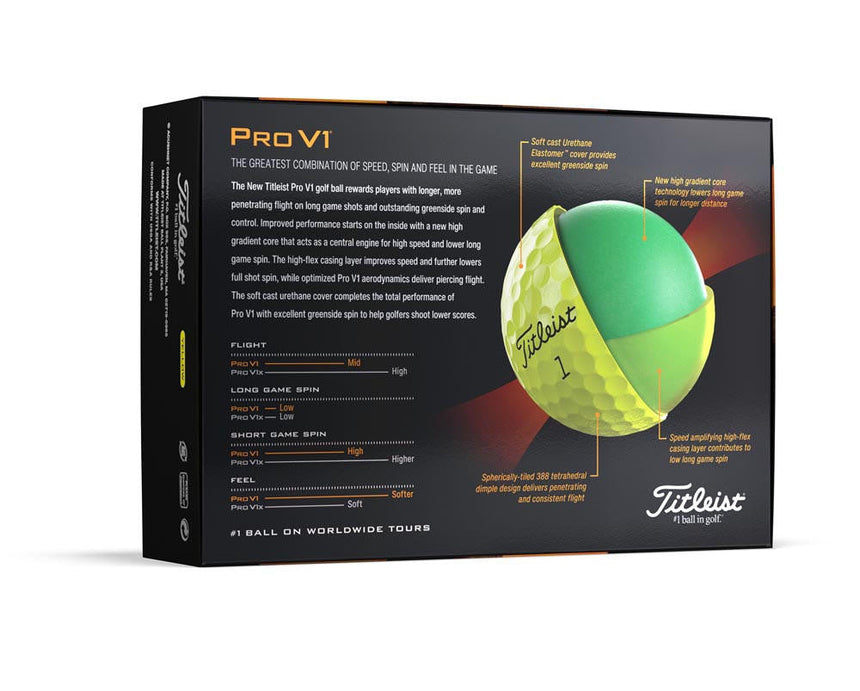 Titleist Pro V1 Golf Balls - Yellow - 2023