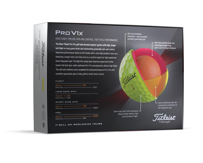 Titleist Pro V1x Golf Balls - Yellow - 2023