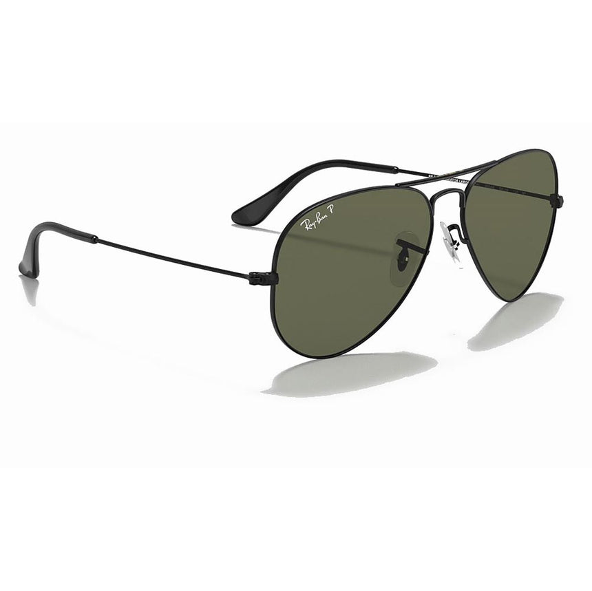 Ray-Ban Aviator Classic - Black/ Polarized Green Solid Color