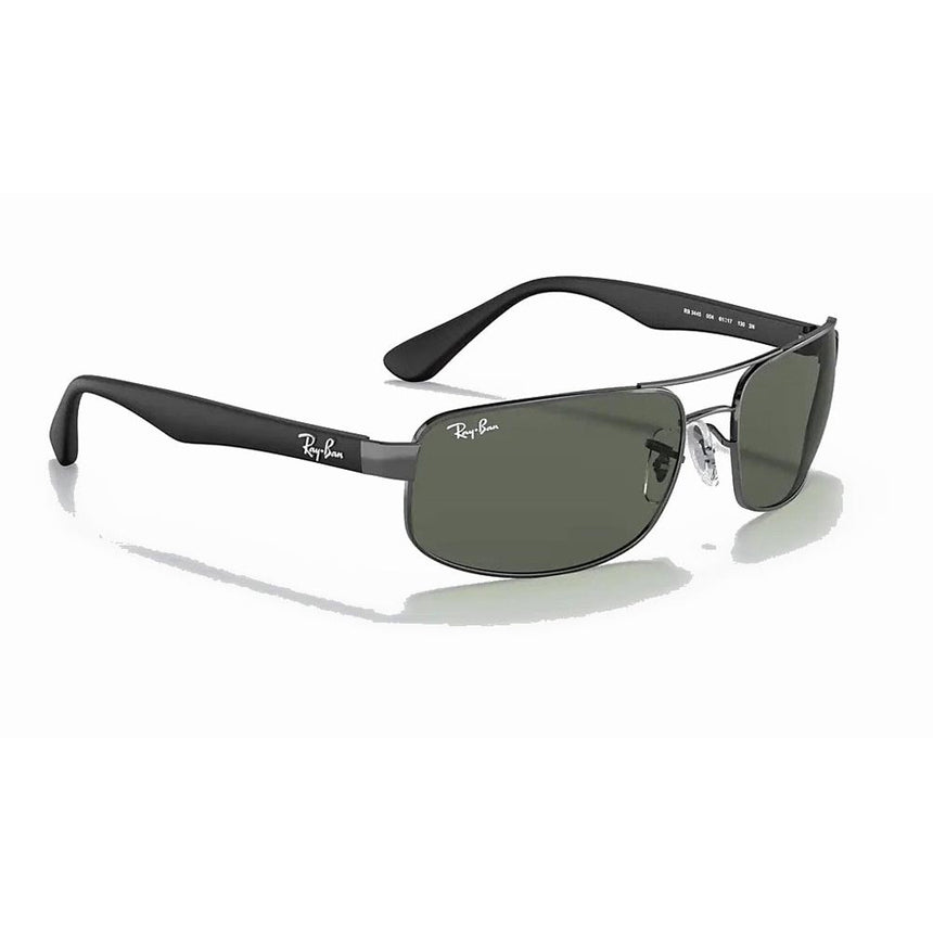 Ray-Ban RB3445 - Gunmetal Black/Green Solid Color