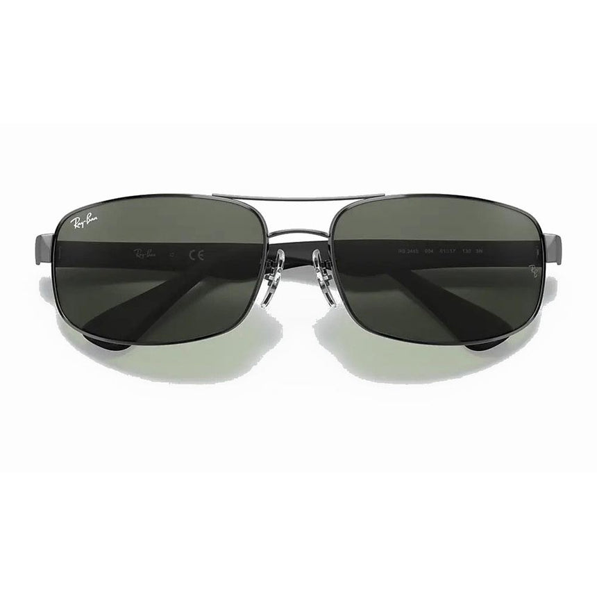 Ray-Ban RB3445 - Gunmetal Black/Green Solid Color