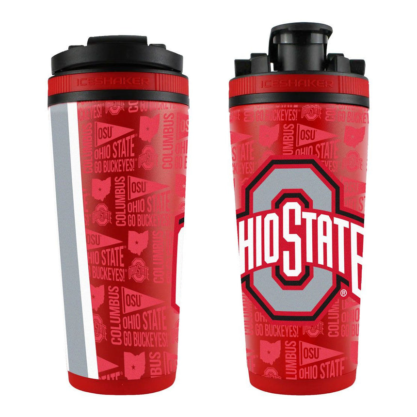 Team Effort NCAA Ohio State Buckeyes Stainless Steel 4D Ice Shaker - 26 oz