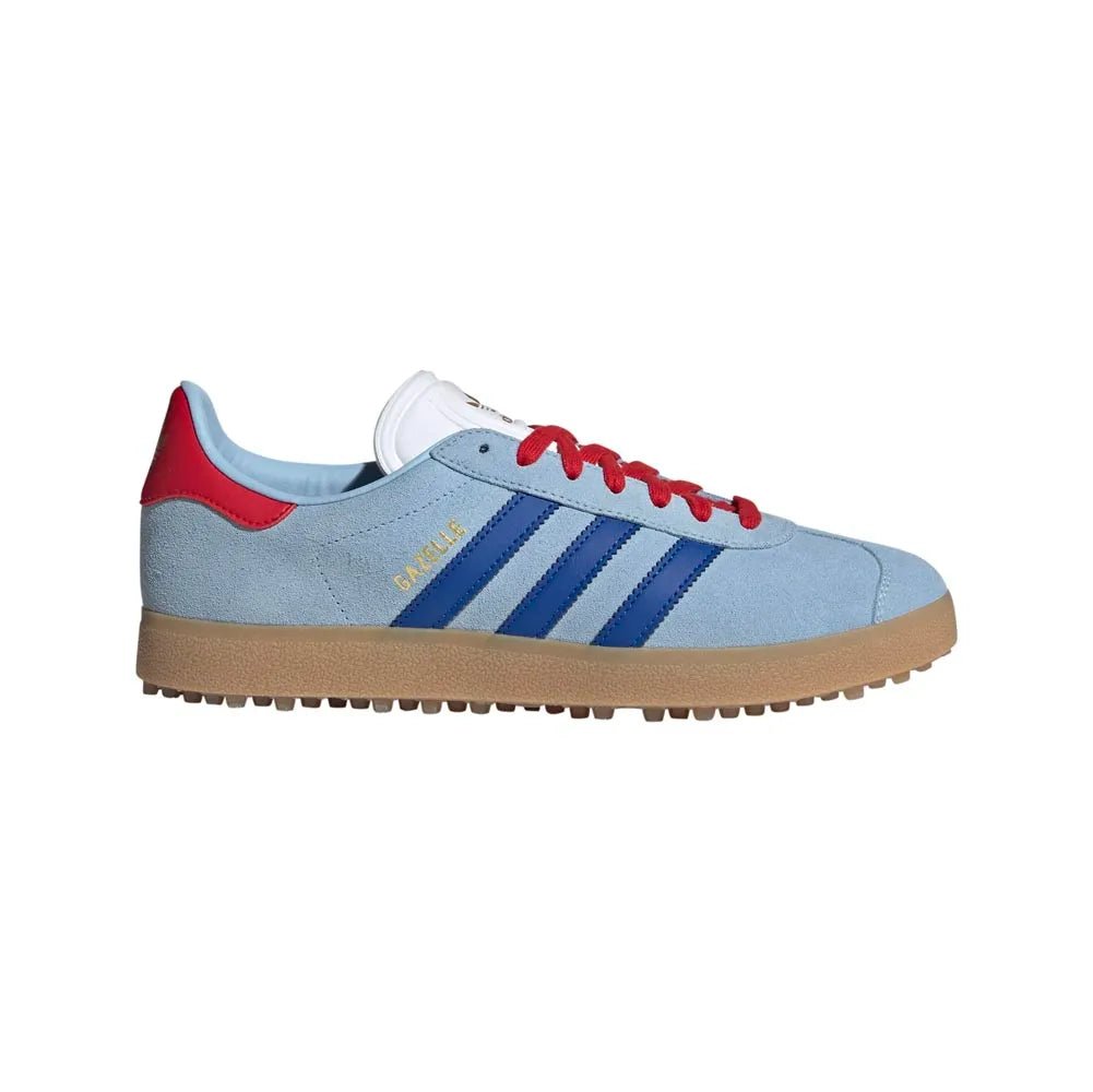 adidas Gazelle Spikeless Golf Shoes - Unisex - Clear Sky / Royal Blue / Better Scarlet Red - 8.5 adidas Gazelle Spikeless Golf Shoes - Unisex - Clear Sky / Royal Blue / Better Scarlet Red - 8.5