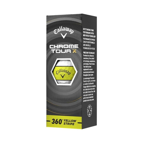 Callaway Chrome Tour X 360 Stripe Golf Balls - Yellow