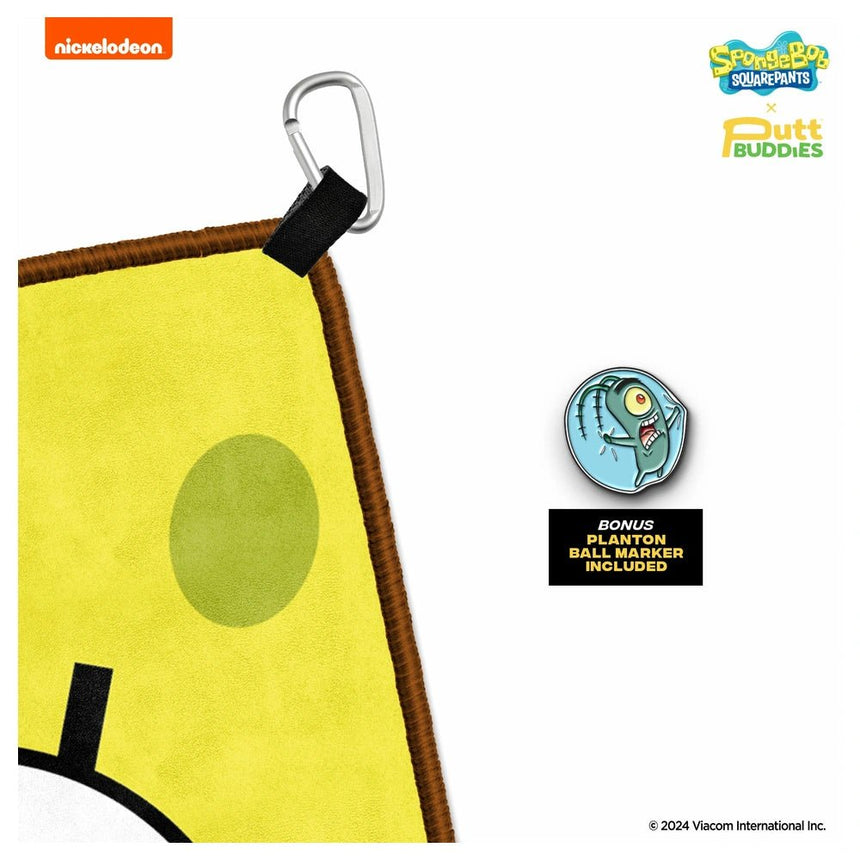 Putt Buddies SpongeBob SquarePants Double Sided Golf Towel With Bonus Plankton Ball Marker