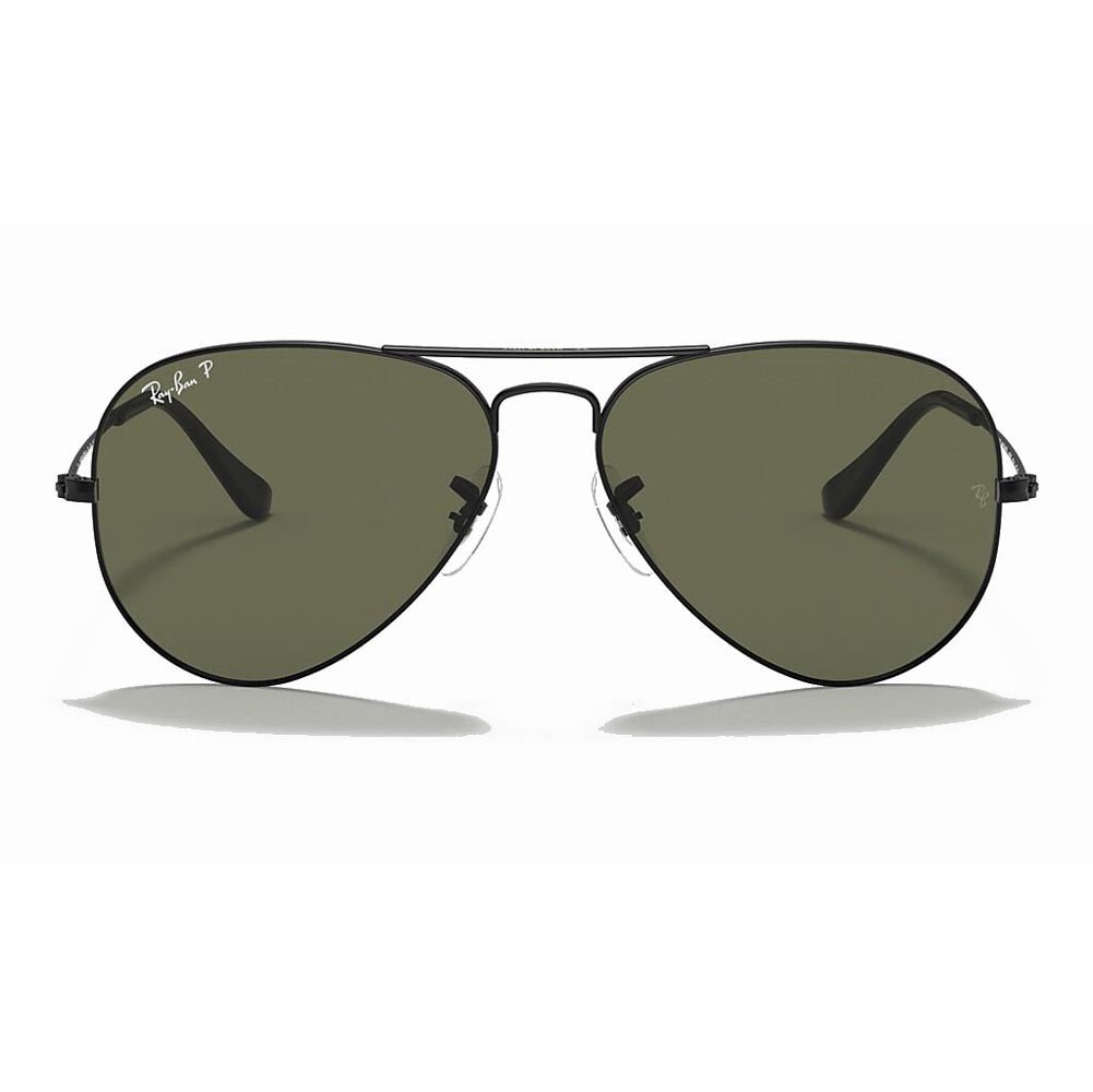 Ray-Ban Aviator Classic - Black/ Polarized Green Solid Color