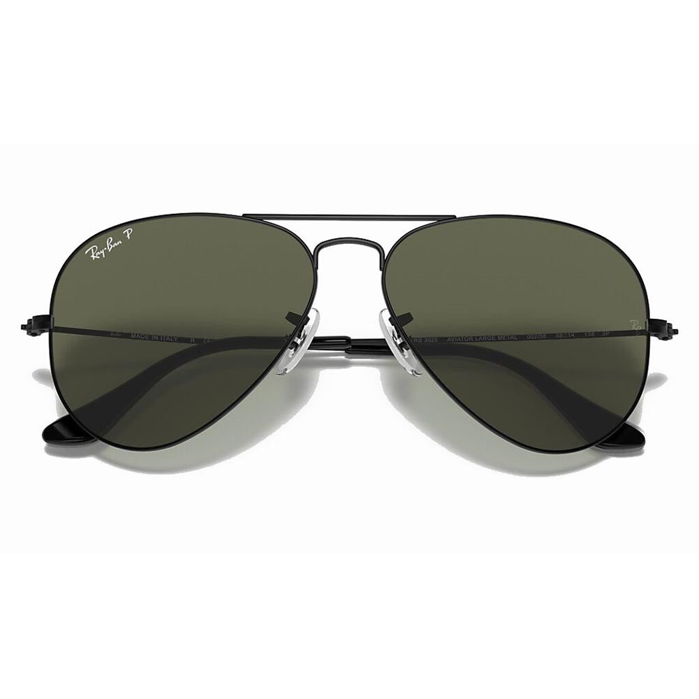 Ray-Ban Aviator Classic - Black/ Polarized Green Solid Color