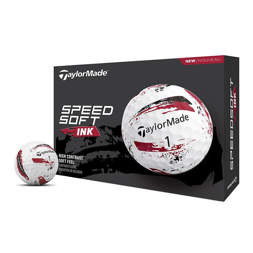 TaylorMade SpeedSoft Ink Golf Balls - Red - 2024