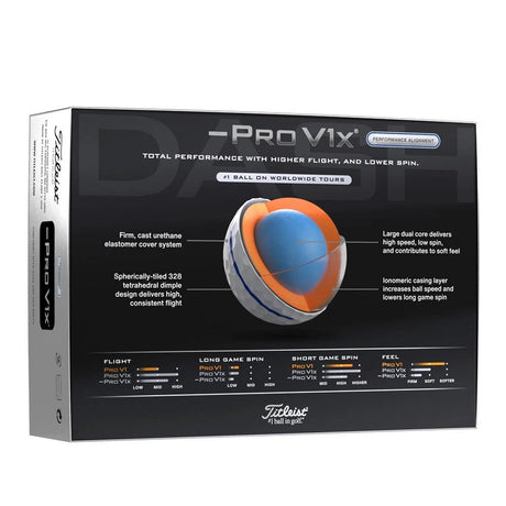 Titleist Pro V1x Left Dash Performance Alignment Golf Balls - Blue