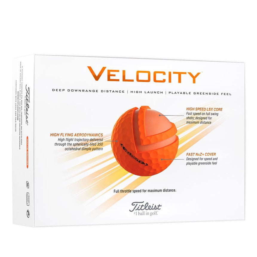 Titleist Velocity Double Digit Golf Balls - Matte Orange - 2024