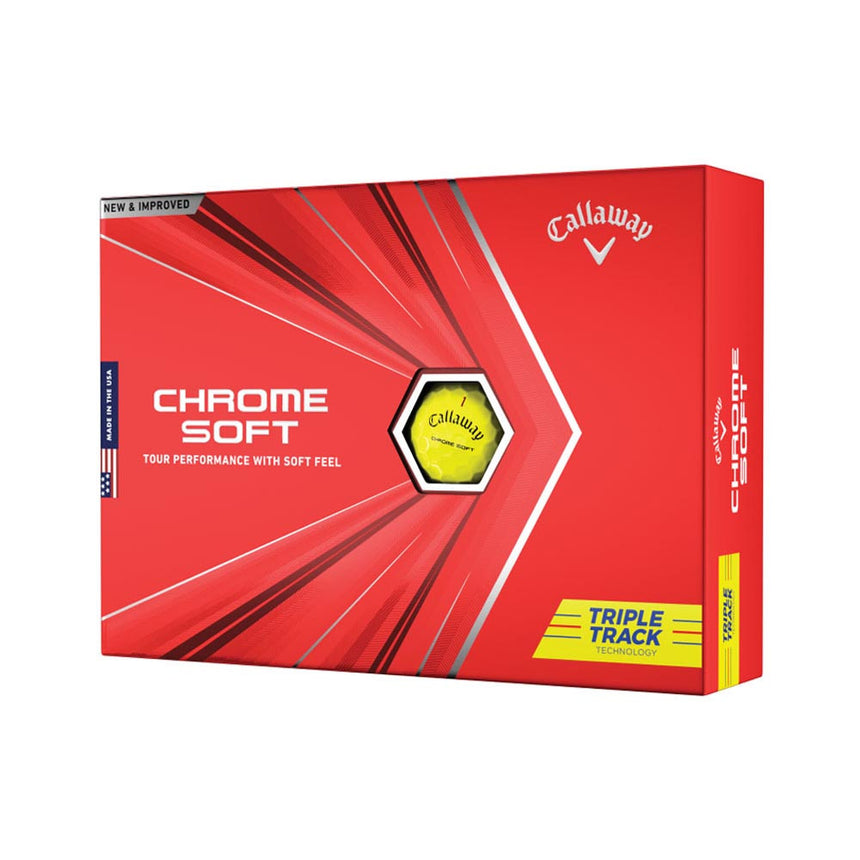Chrome Soft Triple Track Personalized Golf Balls - Yellow