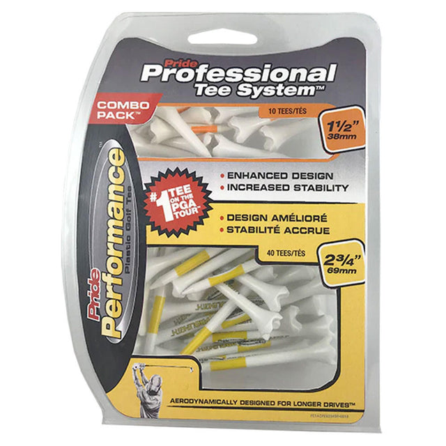 Pride Sports Professional Tee System Pride Performance 1.5" & 2.75" Golf Tees Combo - 50 Count