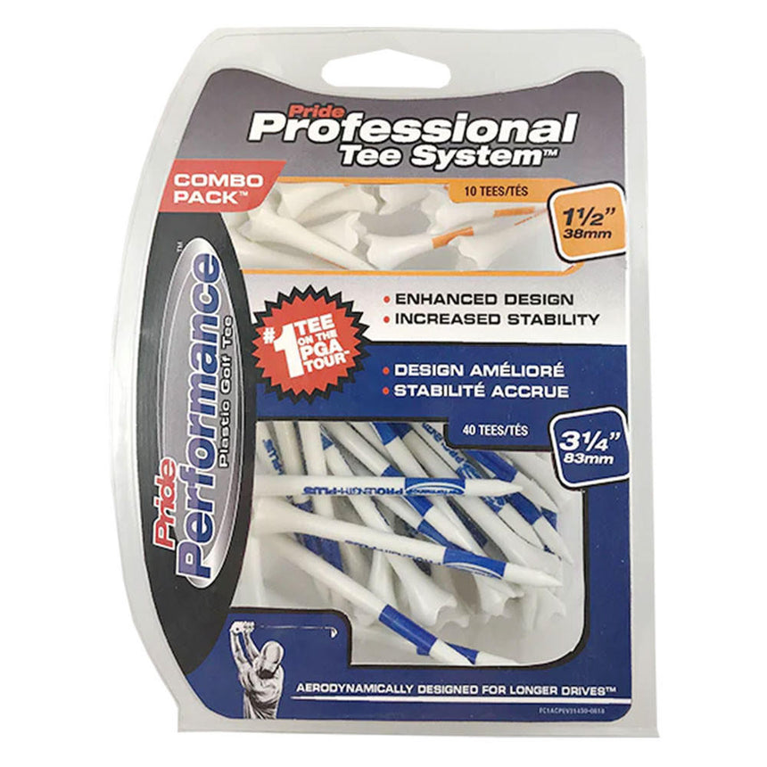 Pride Sports Professional Tee System Pride Performance 1.5" & 3.25" Golf Tees Combo - 50 Count