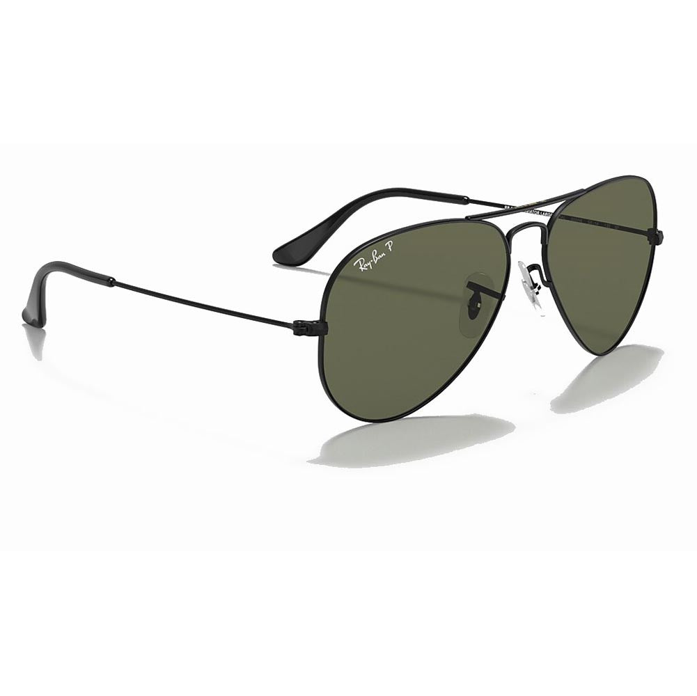 Ray-Ban Aviator Classic - Black/ Polarized Green Solid Color