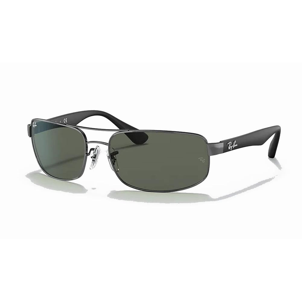 Ray-Ban RB3445 - Gunmetal Black/Green Solid Color