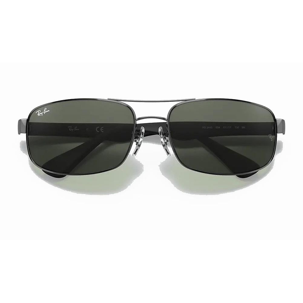 Ray-Ban RB3445 - Gunmetal Black/Green Solid Color