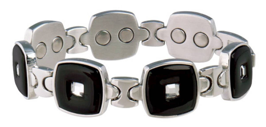 Executive Black/Stainless Gem Magnetic Bracelet - Small (6.5)