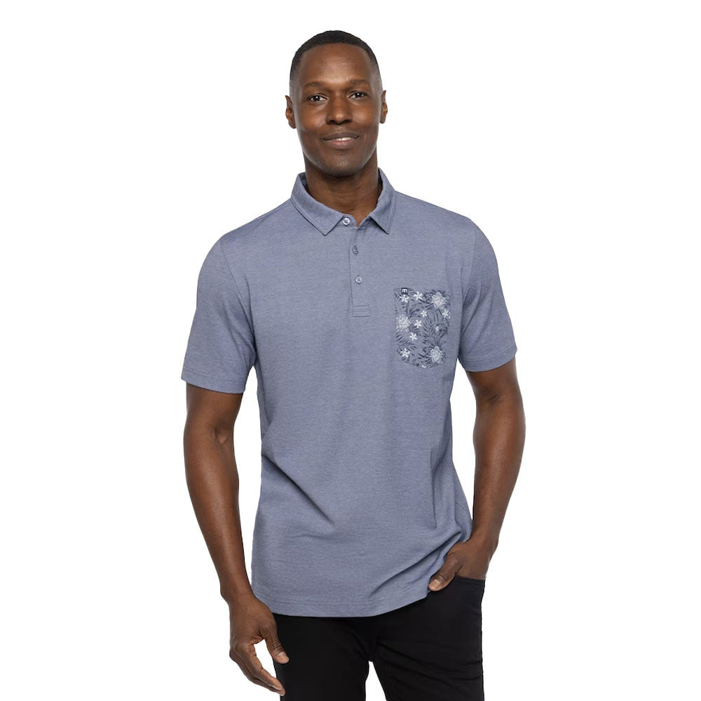 Travis Mathew Short Sleeve Performance Golf Polo Gingham Men's Size Large Blue good